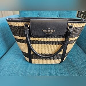 Kate Spade Black and Tan Striped Tote
